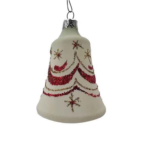 13 Vtg Glass Christmas Ornaments Frosted Red Gold Glitter Swags Teardrops - Picture 3 of 9